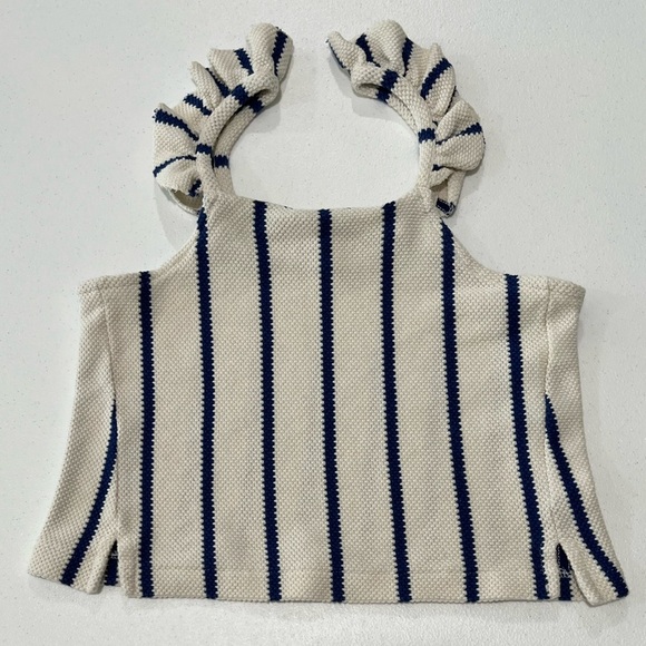 Zara Kids Girl's striped top Textured weave Shirt Top Blouse Sz13-14 - Picture 1 of 8